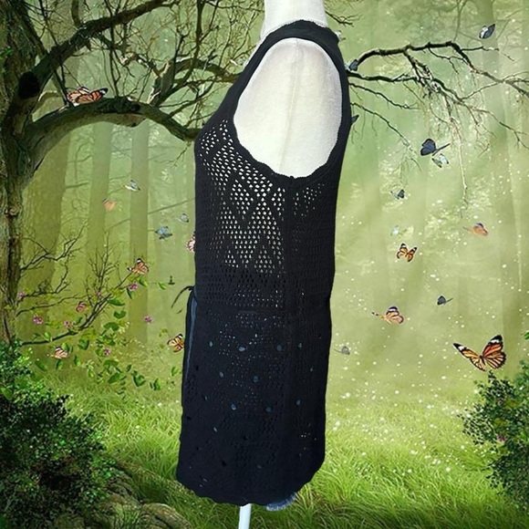 Y2k NWT Mudd Black Crochet Cardigan Size M - Picture 5 of 8